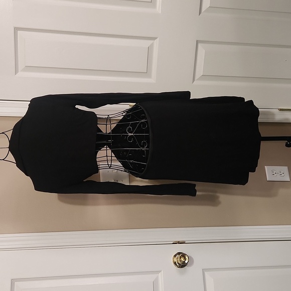 Princess Polly Black Ribbed Sheath Dress with Notched Collar - Picture 8 of 8